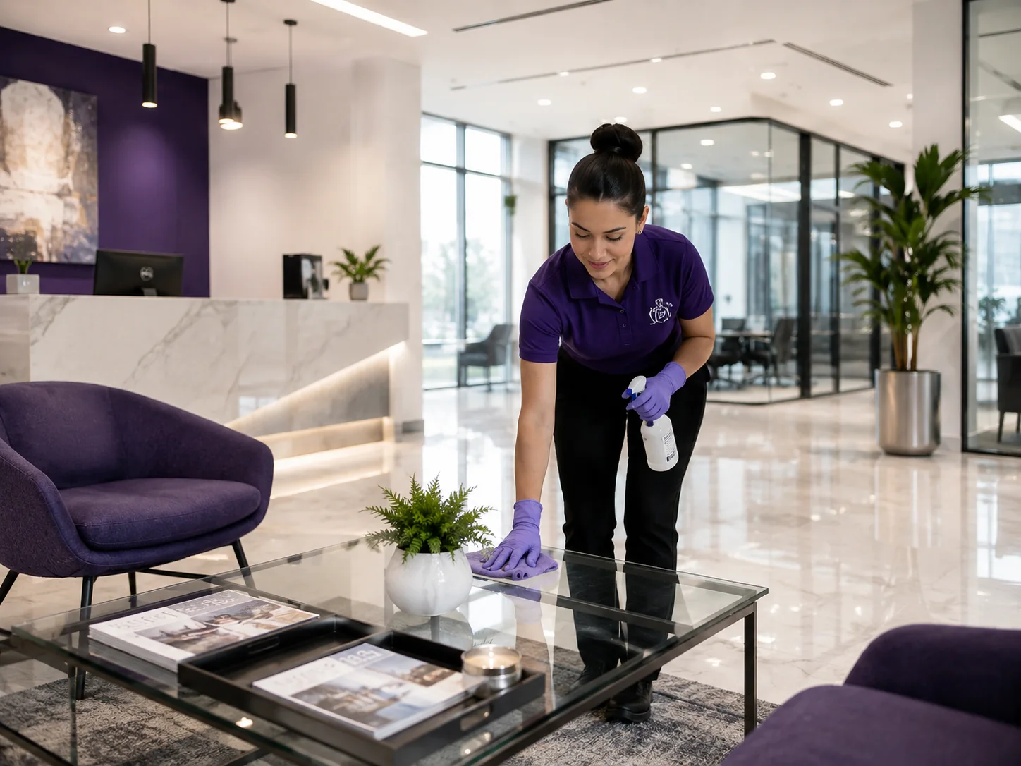 Pristine Touch cleaner in a bright residential interior